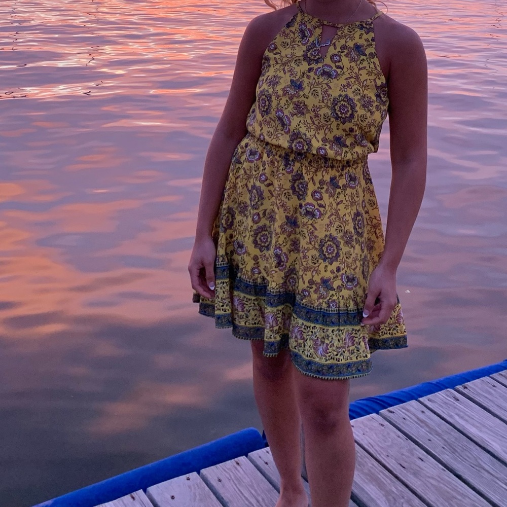Yellow printed dress size small